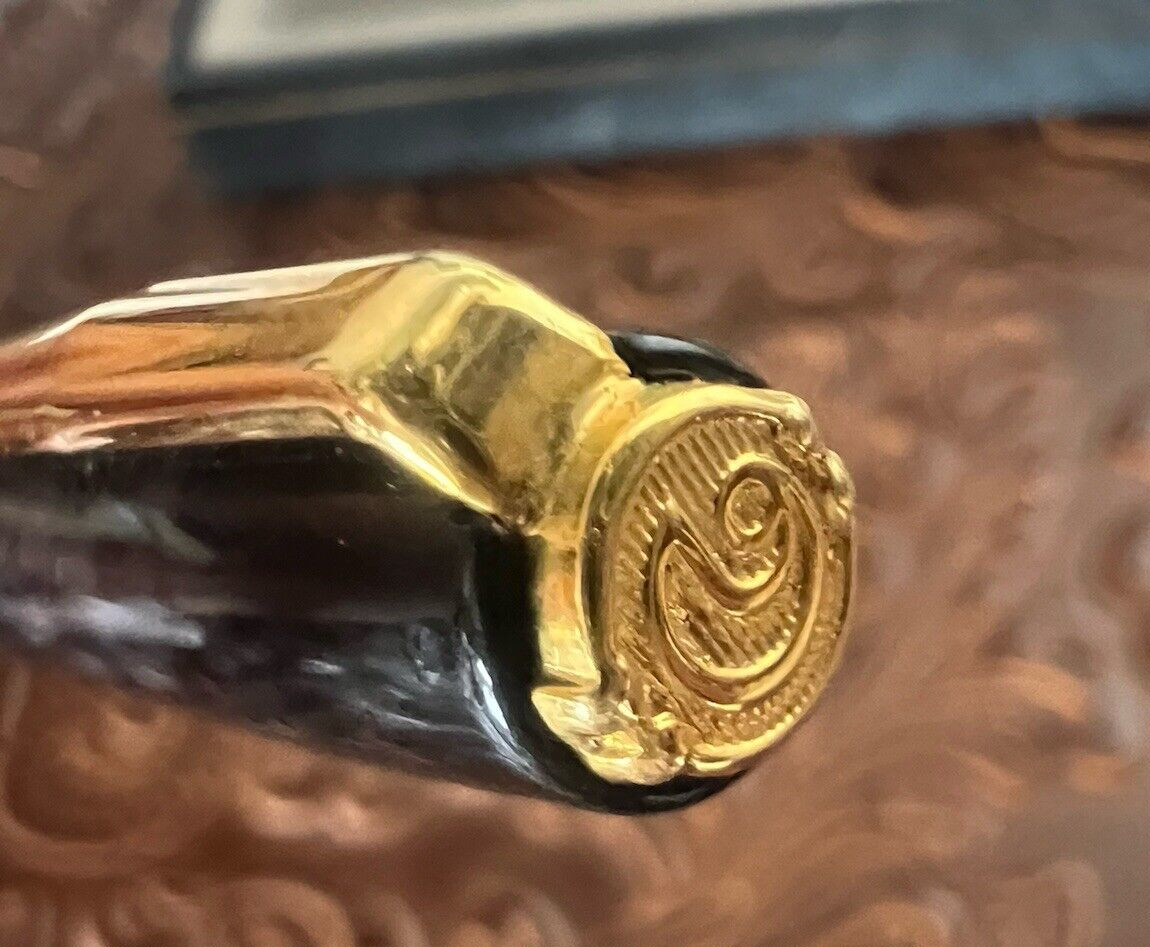 Elysee Stylo-Plume Sphère Laque Marbré Profils Doré Avec Boîte