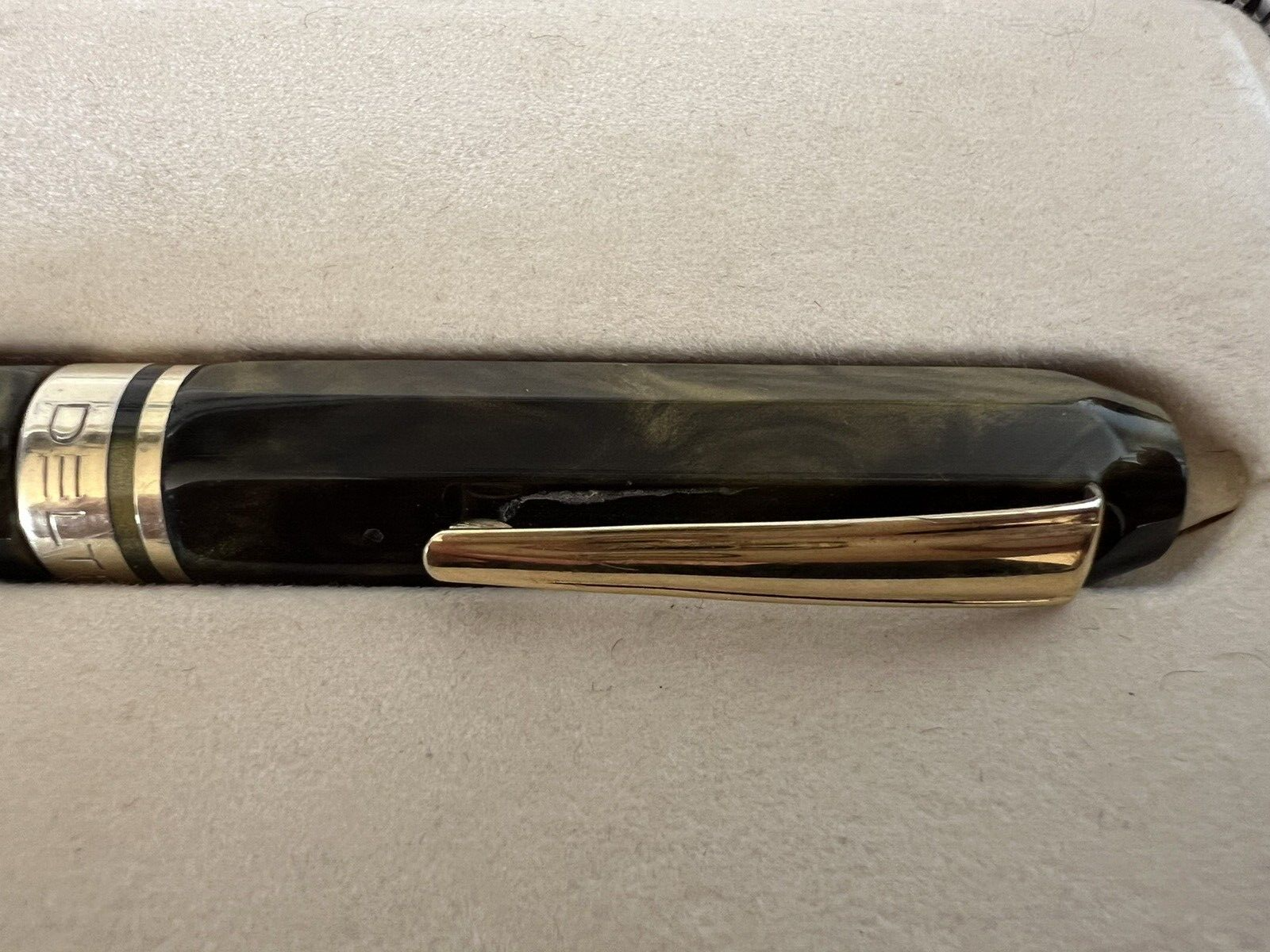 Delta Stylo-Plume Sphère Marbré Facettes Et Argent 925 Écrit Avec Boîte 