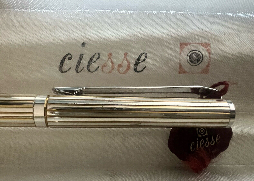 🔴 CIESSE penna sfera cromata con sigillo ed astuccio scrive VINTAGE