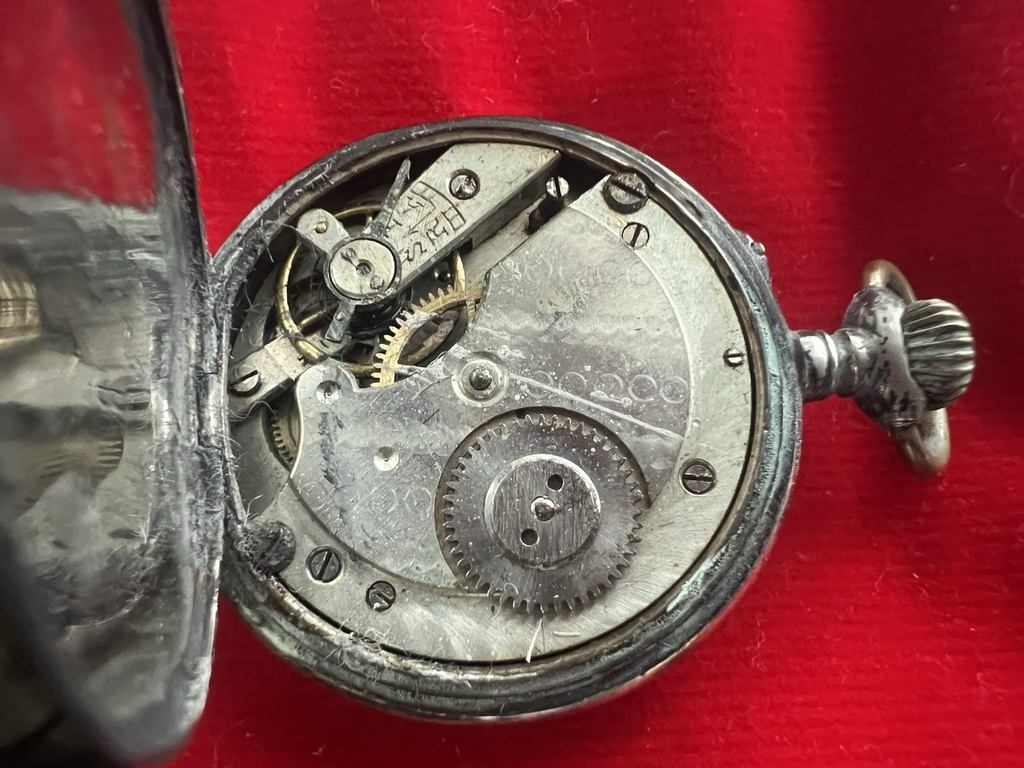 🔴 Orologio tasca ARGENTO 800 donna da revisionare parti vintage cilindri 5