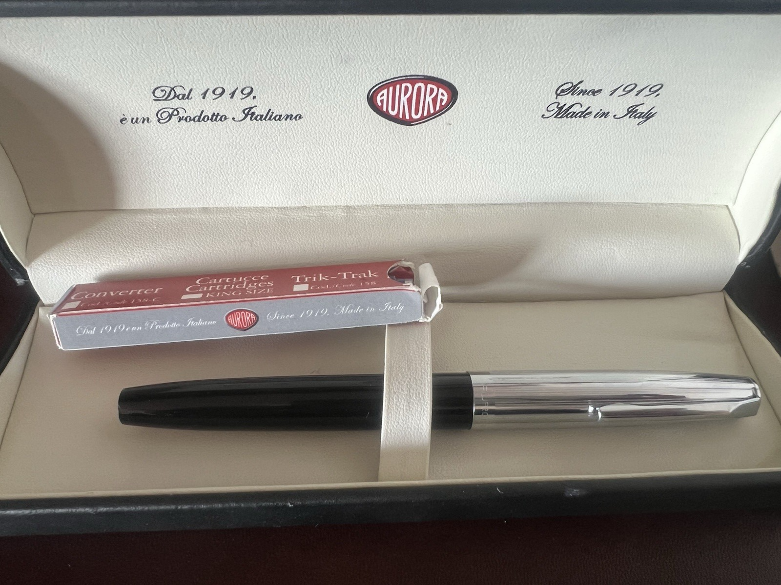 🔴 AURORA penna stilografica Duo Cart pennino M a cartuccia scrive