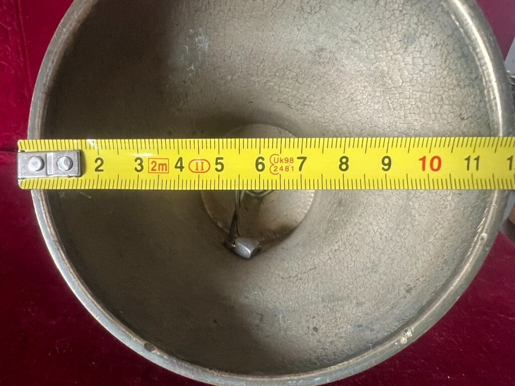 🔴 CAMPANA campanella metallo ottone da altare con cuore GRANDE h 12 cm vintage