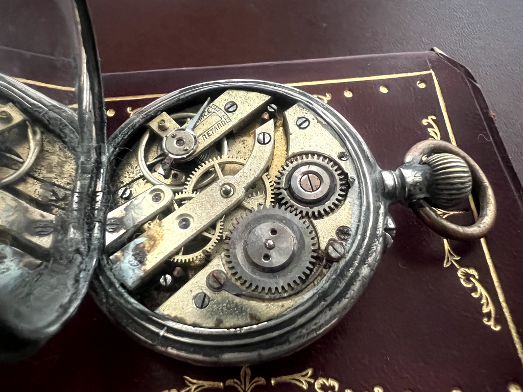 Montre Poche Argent 800 Femme Levier-Dos De Examen Pièces Cylindres 15