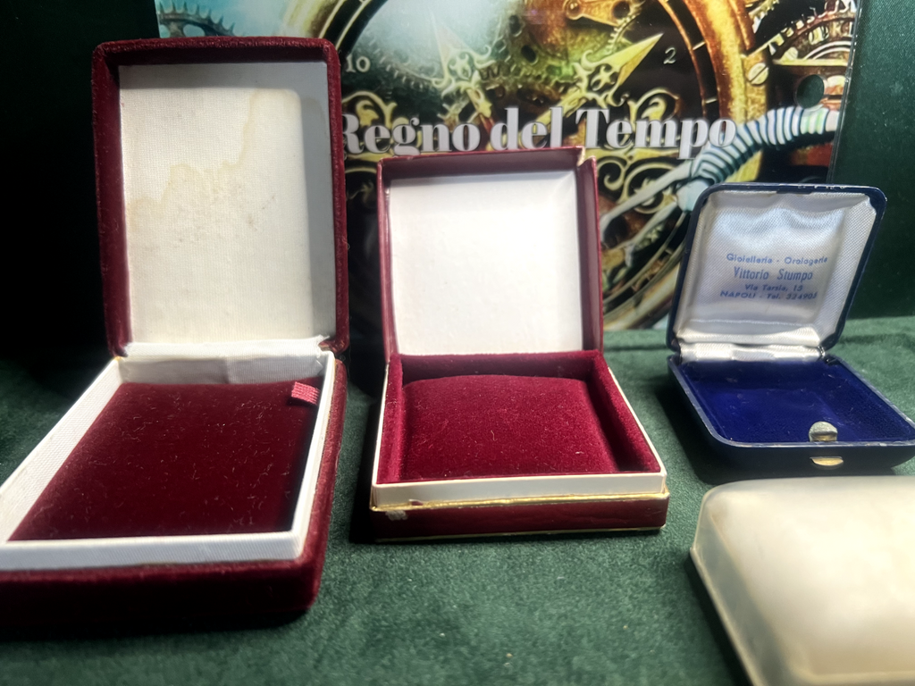 🔴 Vintage Schmuckkästchen für Anhänger, Ohrringe, Manschettenknöpfe, Etuis, 4er-Set, Nr. 12 