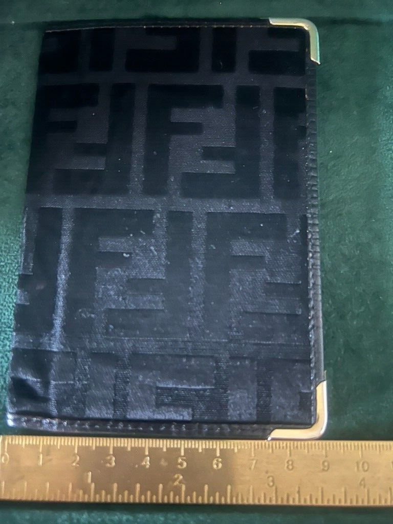 🔴 FENDI porta documenti uomo donna tessuto Zucca nero e pelle ORIGINALE vintage