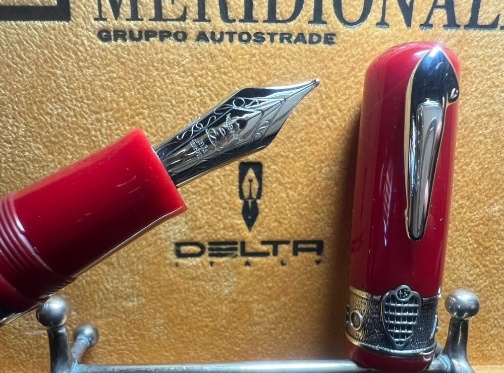 🔴 DELTA penna stilografica Alfa Romeo Giulietta rossa Argento 925 e ORO 18 KT M