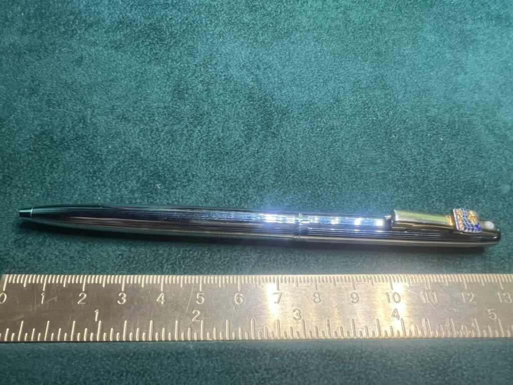 🔴 SHEAFFER penna sfera cromata con sigillo cip a scatto scrive vintage