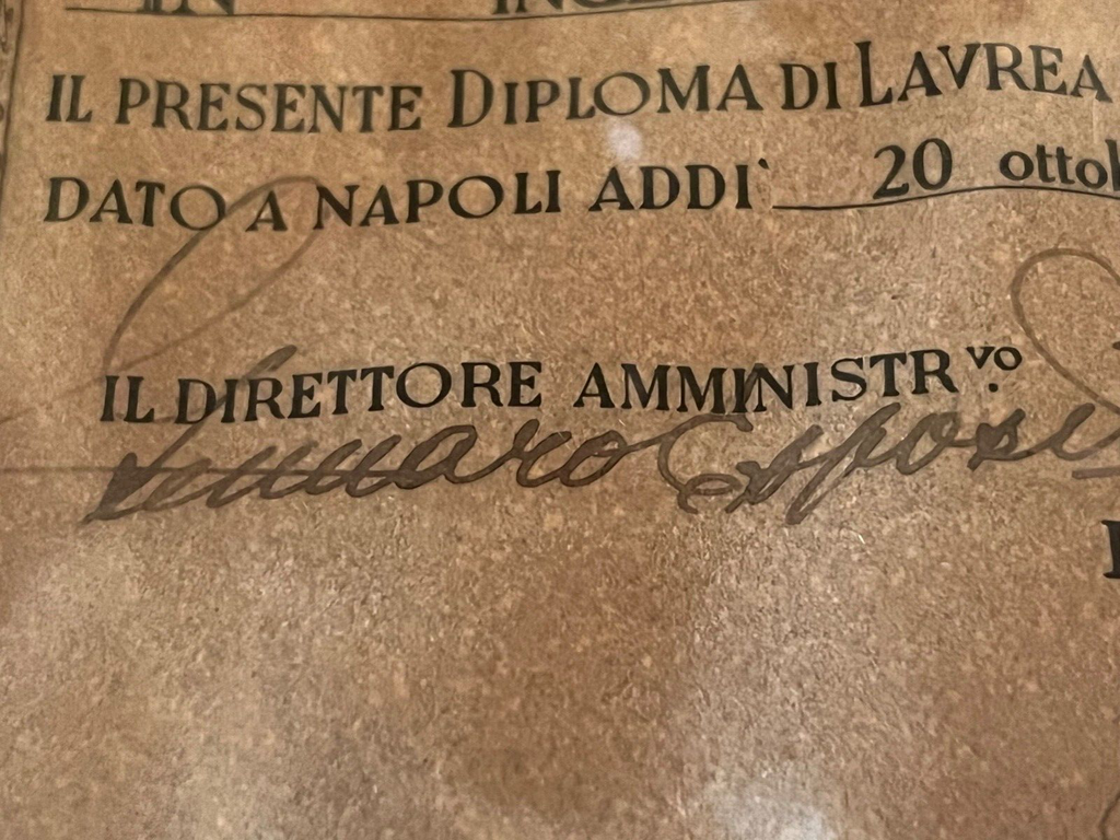 🔴 Laurea REPUBBLICA ITALIANA INGEGNERE CIVILE EDILE Napoli 1954 ORIGINALE