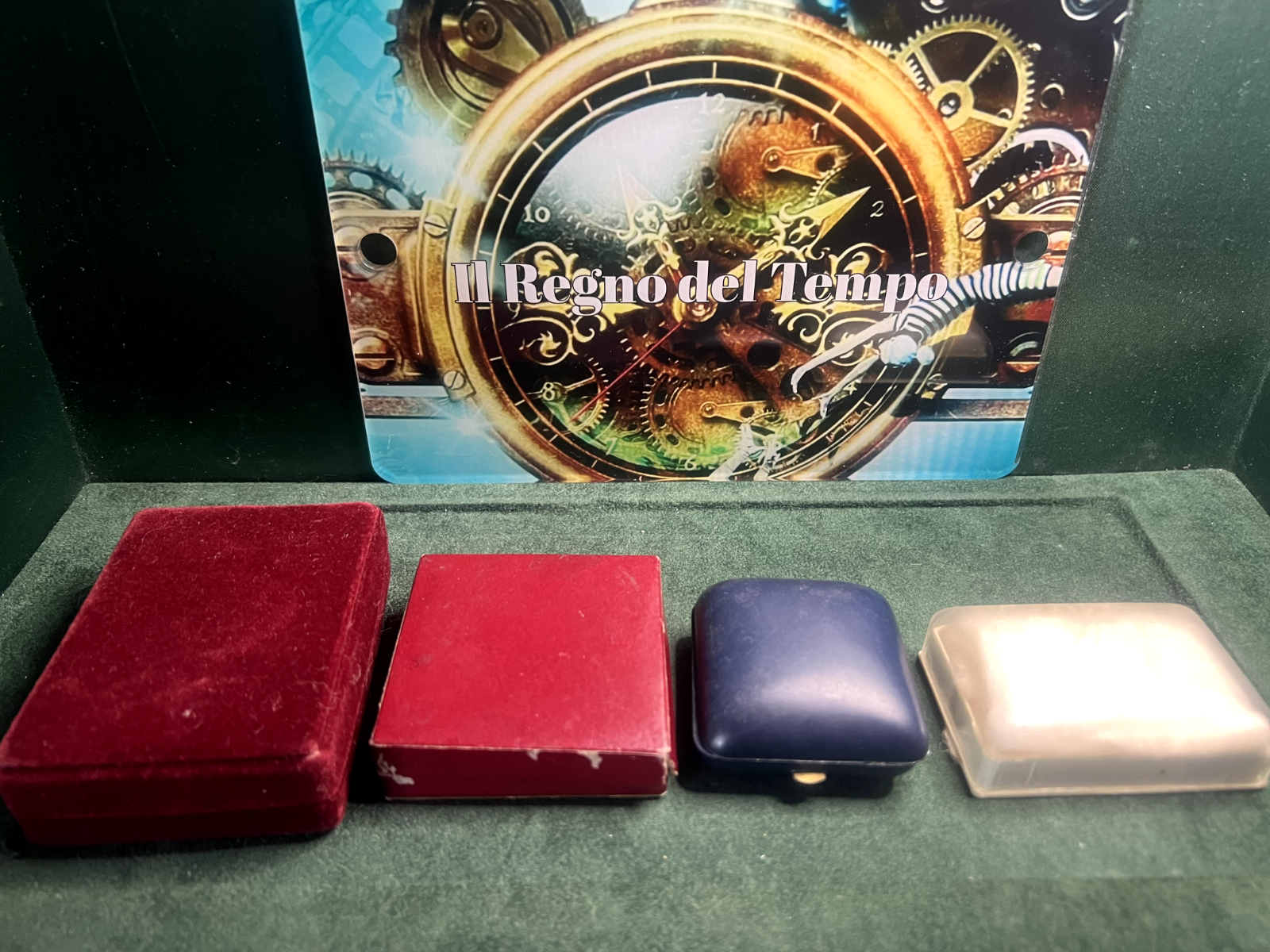 🔴 Vintage Schmuckkästchen für Anhänger, Ohrringe, Manschettenknöpfe, Etuis, 4er-Set, Nr. 12 