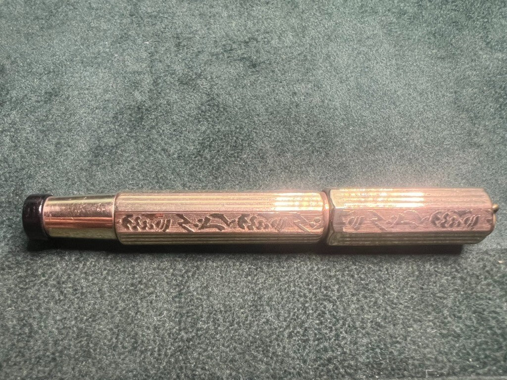 🔴 Mini Gold Nib Retractable Fountain Pen Works Vintage