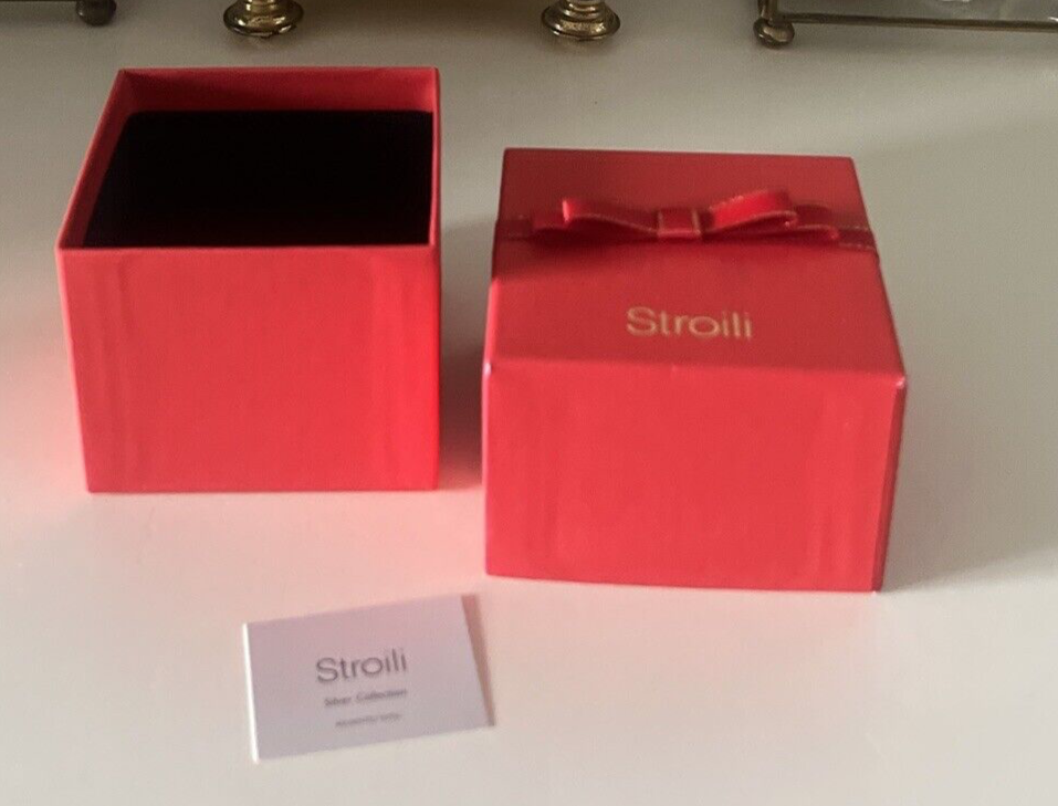 🔴 STROILI jewelry box ring earrings pendant charms with red ribbon 