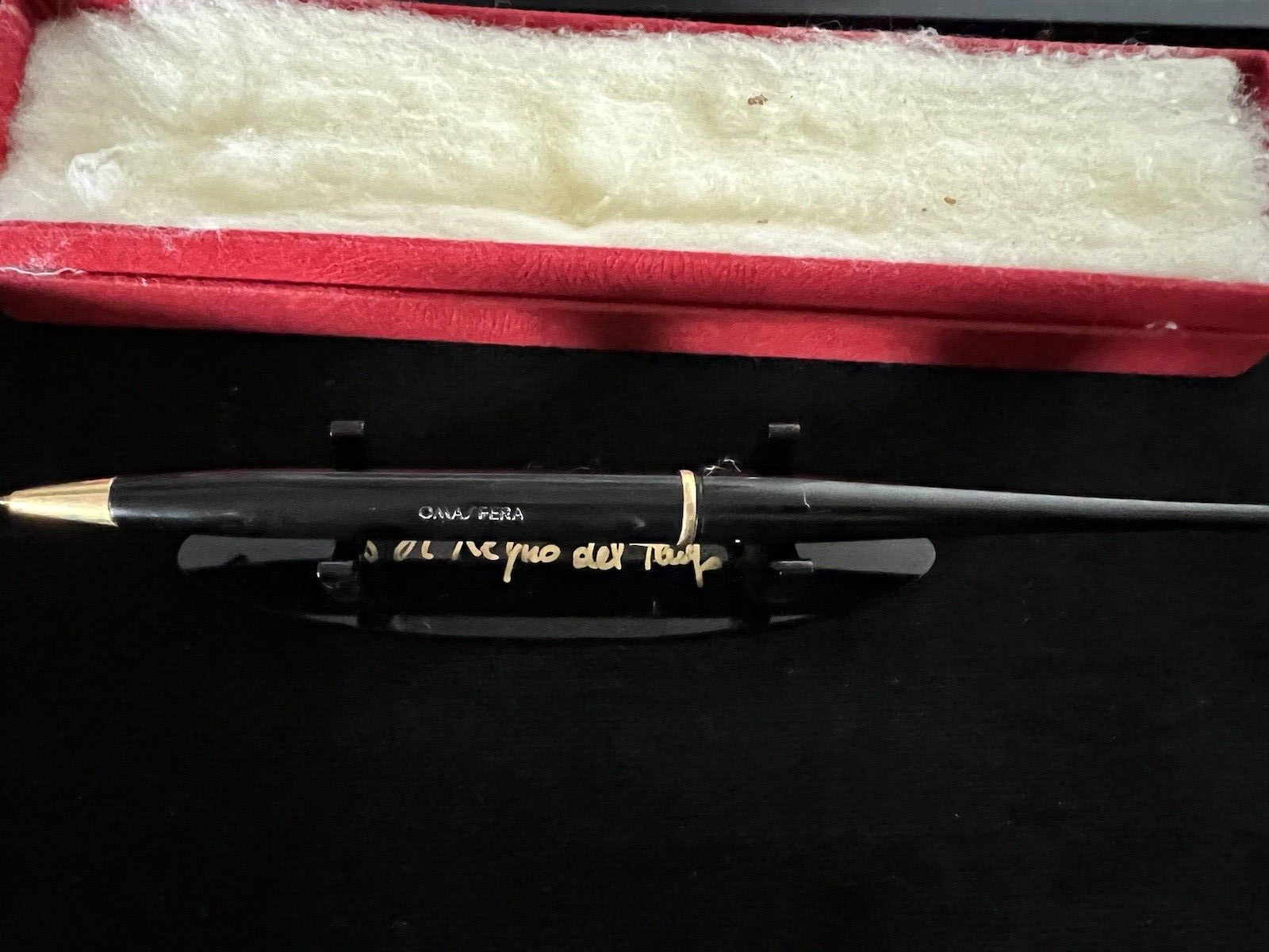 🔴 OMAS schwarzer Schreibtischfüller mit Ständer, schreibt Vintage A 