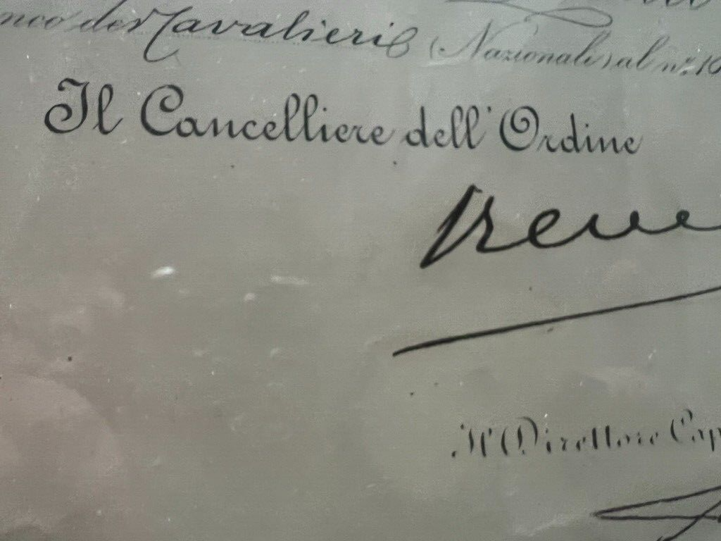 Cavaliere Certificat Vittorio Emanuele III Cadre D'Origine 27 Octobre 1940