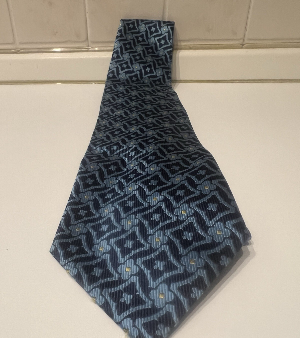 BALENCIAGA Men's Tie Blue Multicolor Elegant Pure Silk 