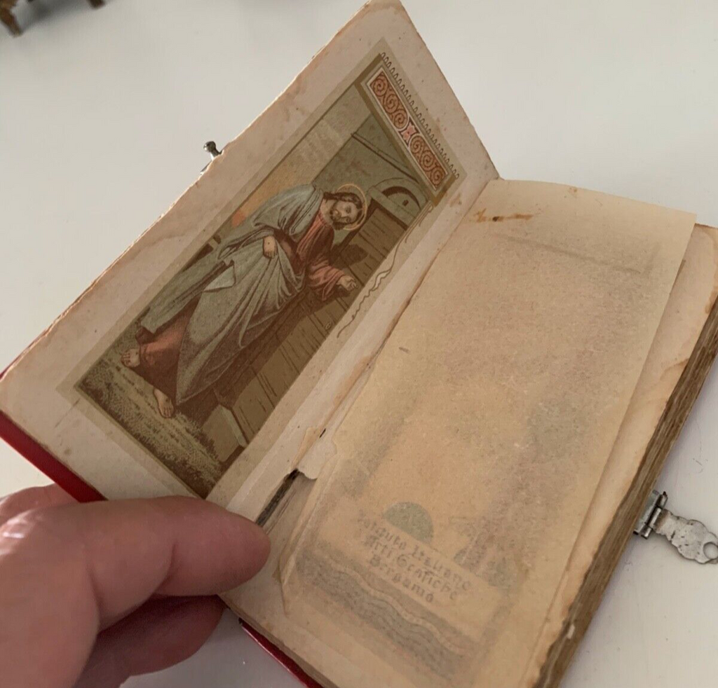 🔴 Book DELIGHTS OF THE CHRISTIAN thick booklet with antique holy cards 1897 