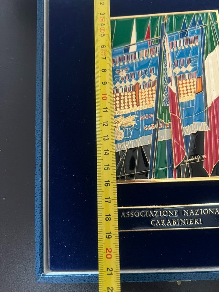 🔴 Targa ASSOCIAZIONE NAZIONALE CARABINIERI crest metallo e smalti in custodia