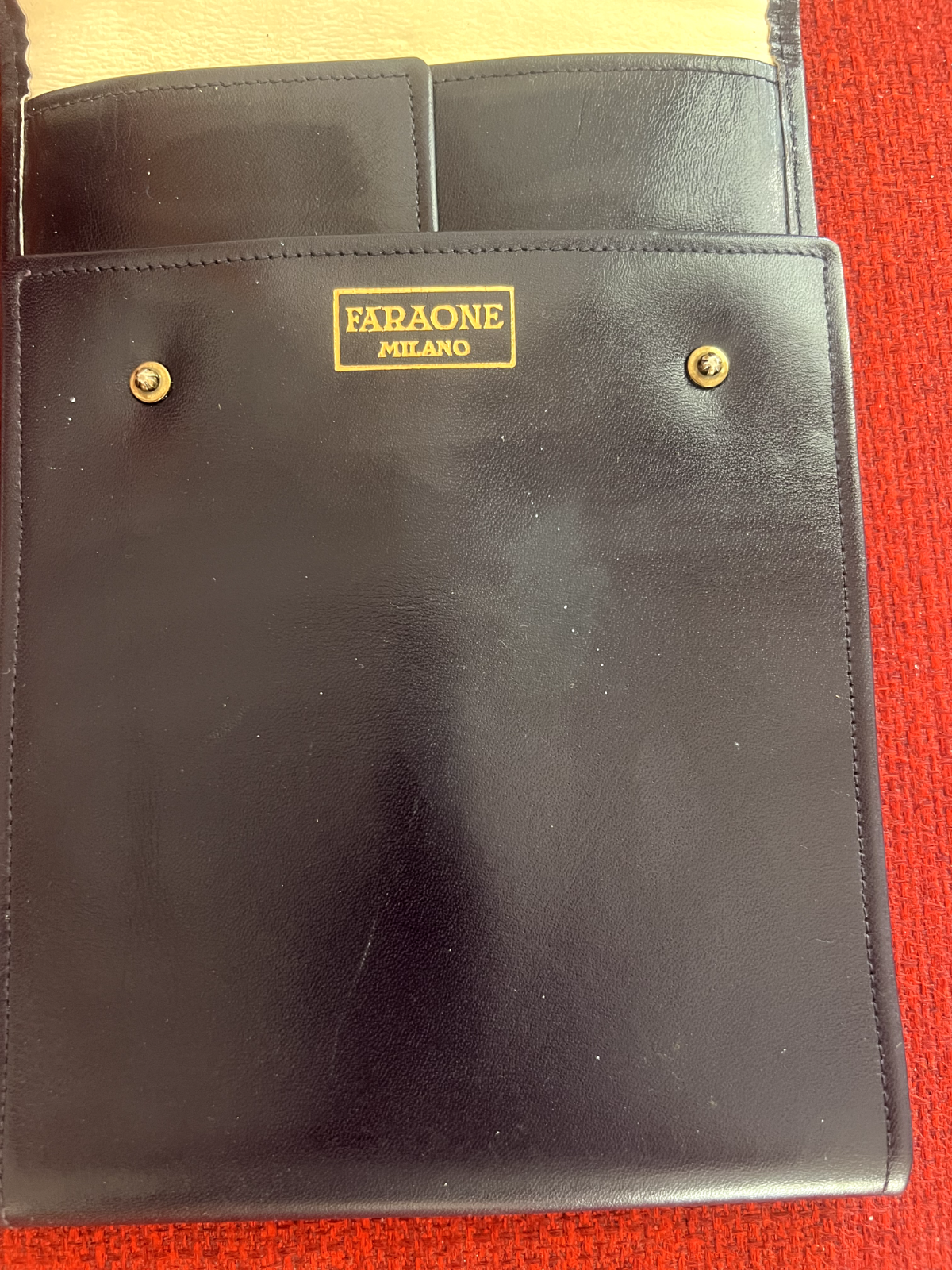 🔴 FARAONE custodia collana collier astuccio pelle blu da viaggio Milano vintage