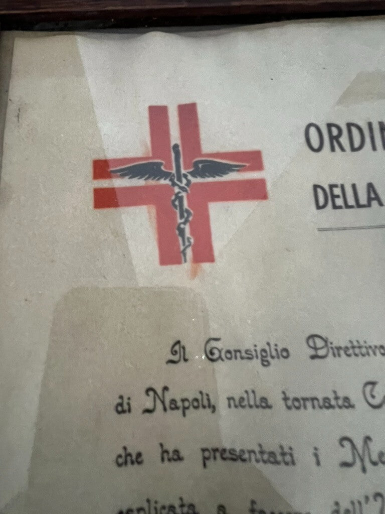 🔴 Certificate of Meritorious Pharmacist Naples 1 April 1979 with framework 