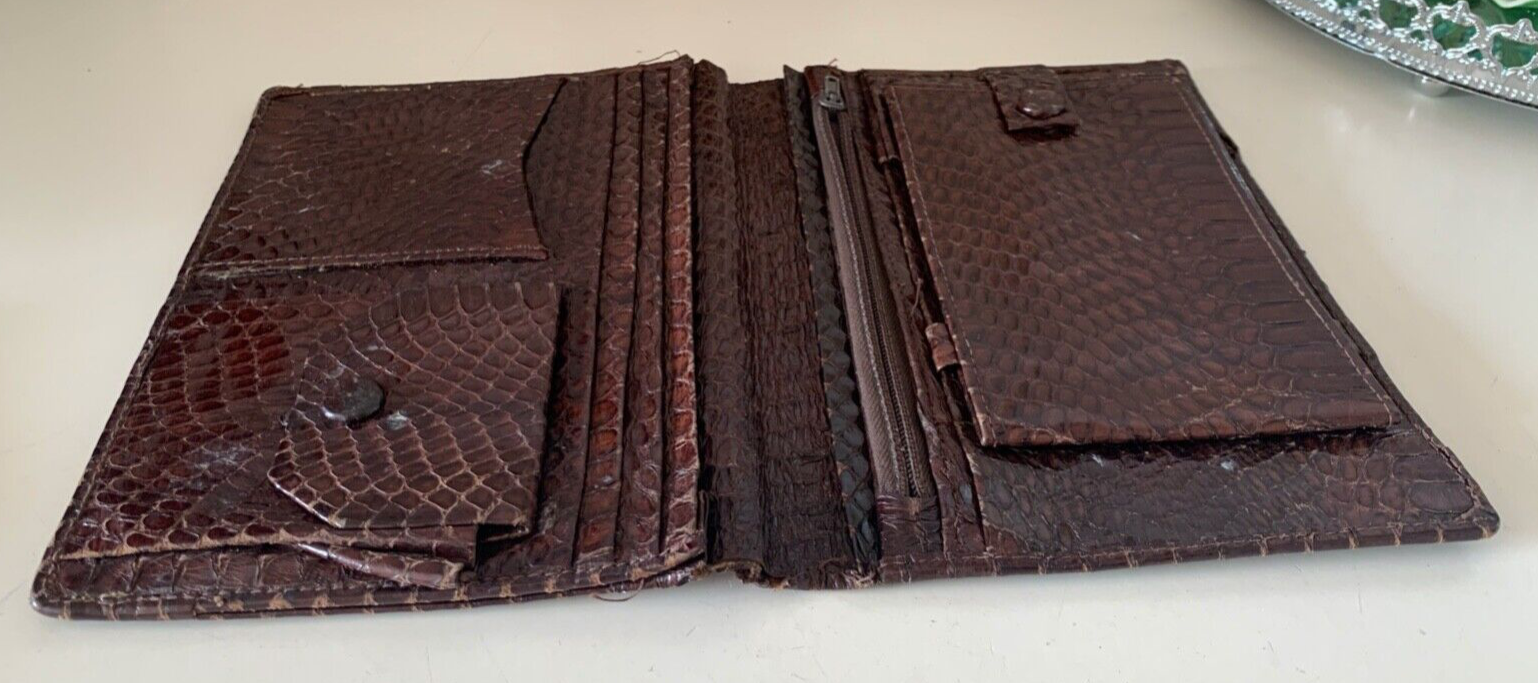 🔴 Portafoglio pelle uomo SERPENTE artigianale con porta assegni vintage