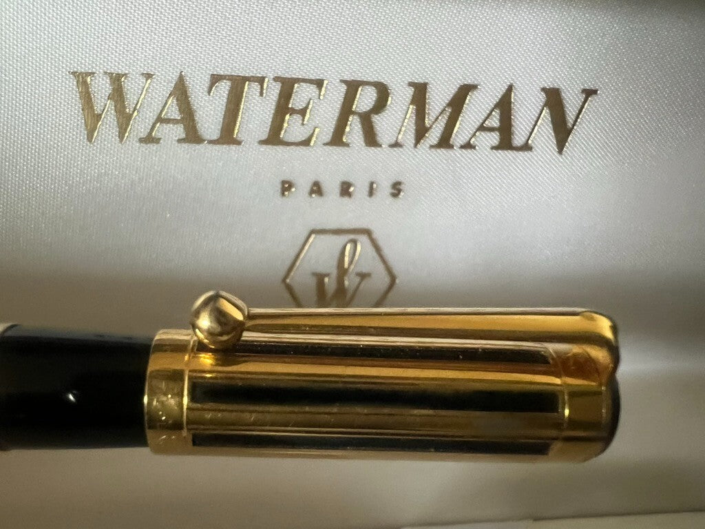 Waterman Stylo-Plume Sphère Night And Day Plaqué Or Avec Fenêtre Concave Écrit