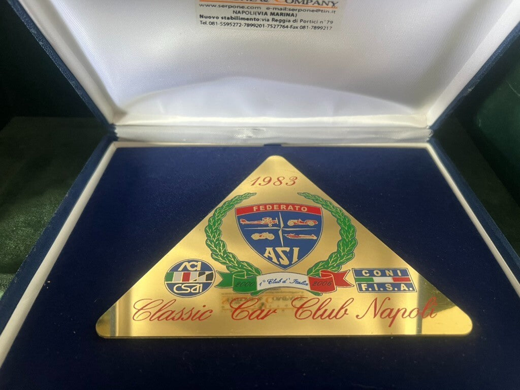 Sia Auto Moto Car Club Napoli Federato Platte Plakette Metall Zapfen 1983 Blau 