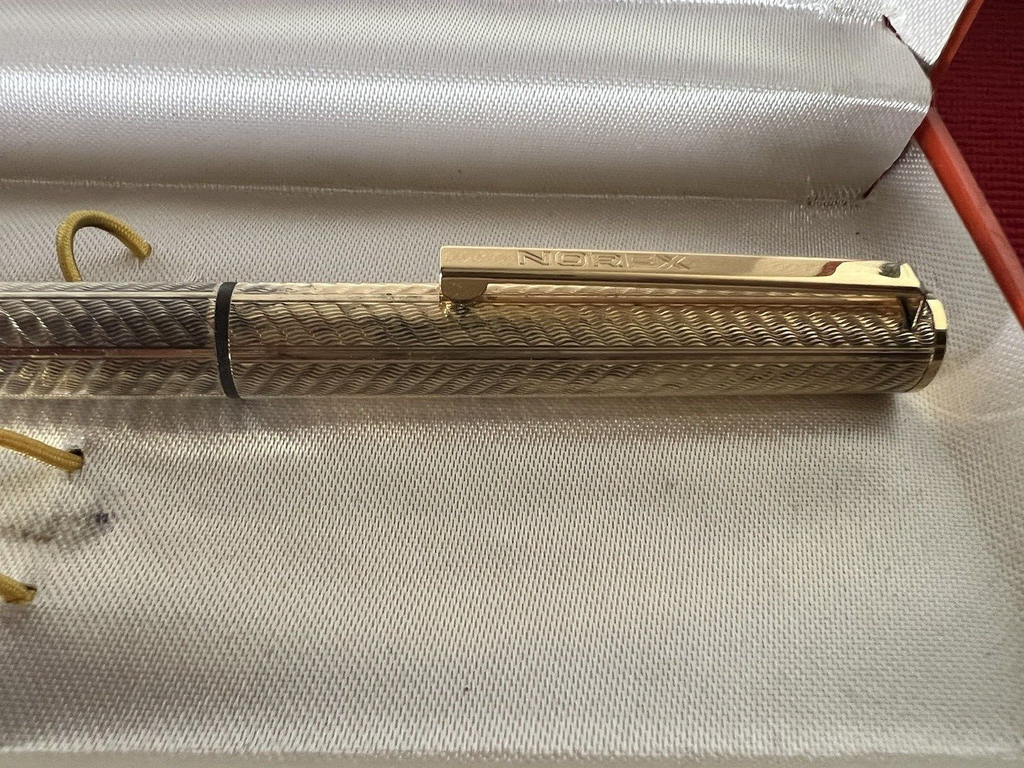Norex Stylo-Plume Stylo à Plume Argent Massif 925 Ciselé Stylo Plume Or 14 KT