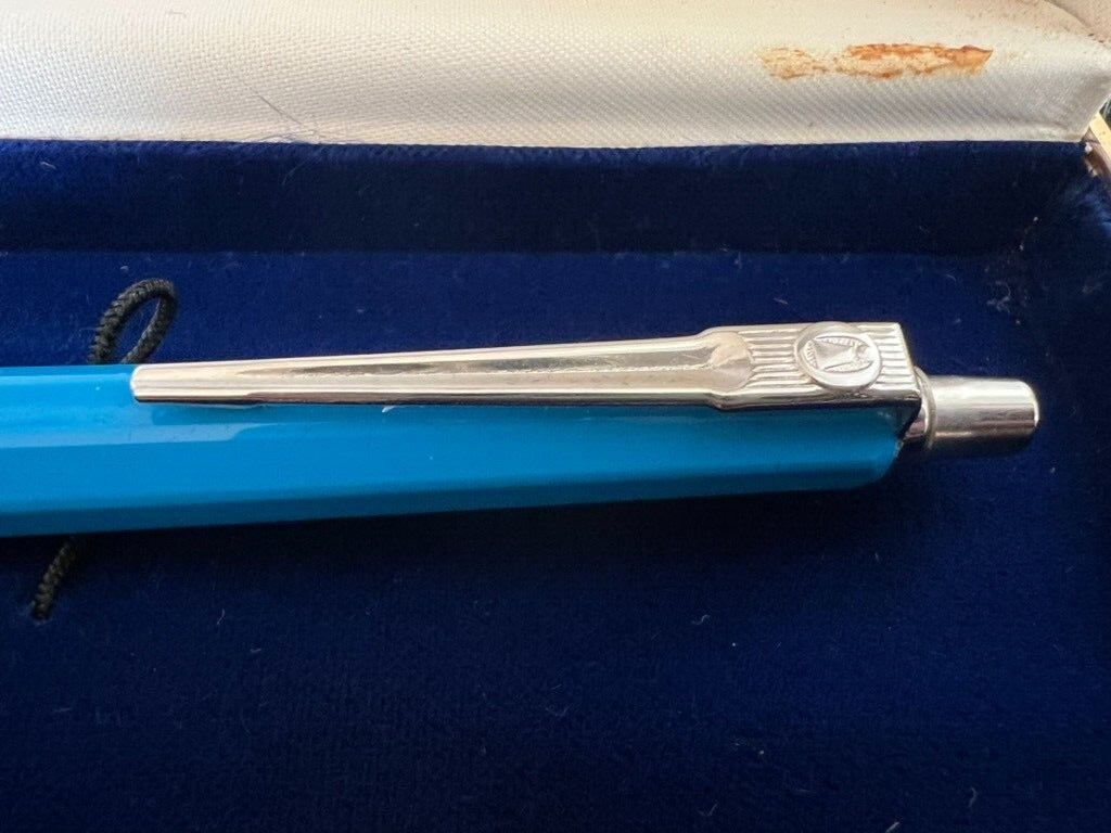 Ballograf Stylo-Plume Sphère Période Bouton Snap Bleu Chrome Vintage 9 