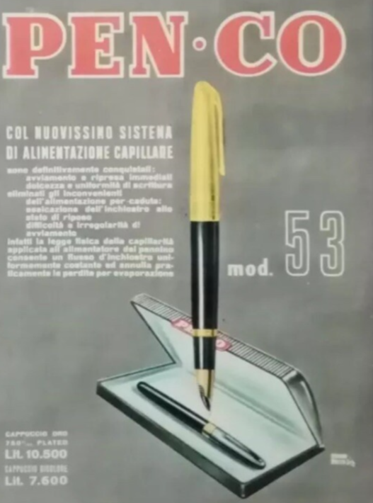 🔴 PEN CO penna stilografica 53 pennino a diamante ORO 14 kt vintage Penco C