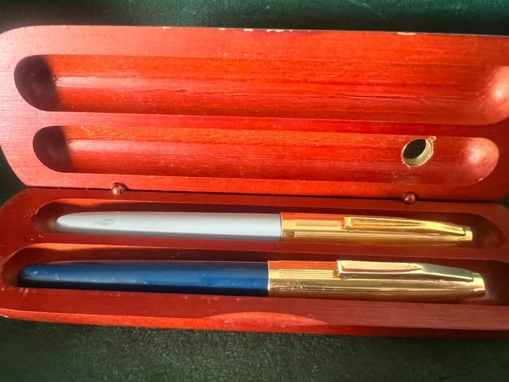 🔴 Blaugraue Kolbenfüllfederhalter schreiben mit Vintage-Tinte A 