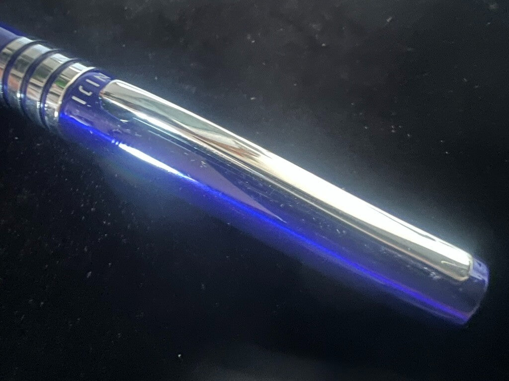 Niji Stylo-Plume Sphère Bleu Transparent Profiles Chrome Écrit Avec Trousse 