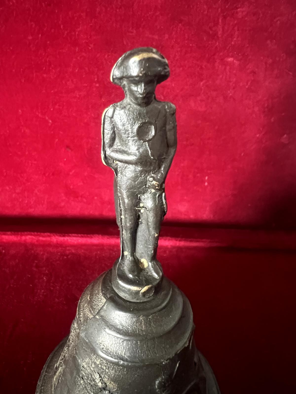 🔴 CAMPANELLO campanella campana metallo bronzo statua Napoleone h 12 cm vintage