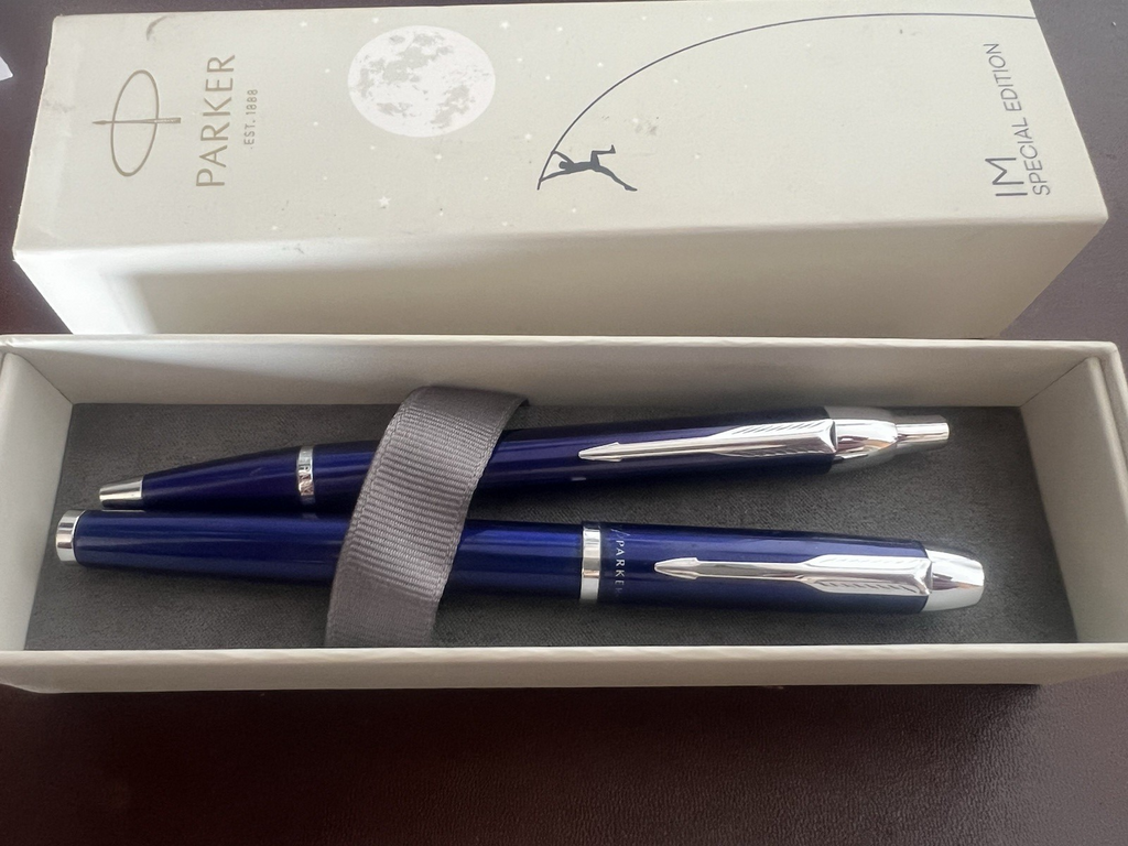 🔴 PARKER IM fountain pen and ballpoint pen COBALT BLUE write with case 