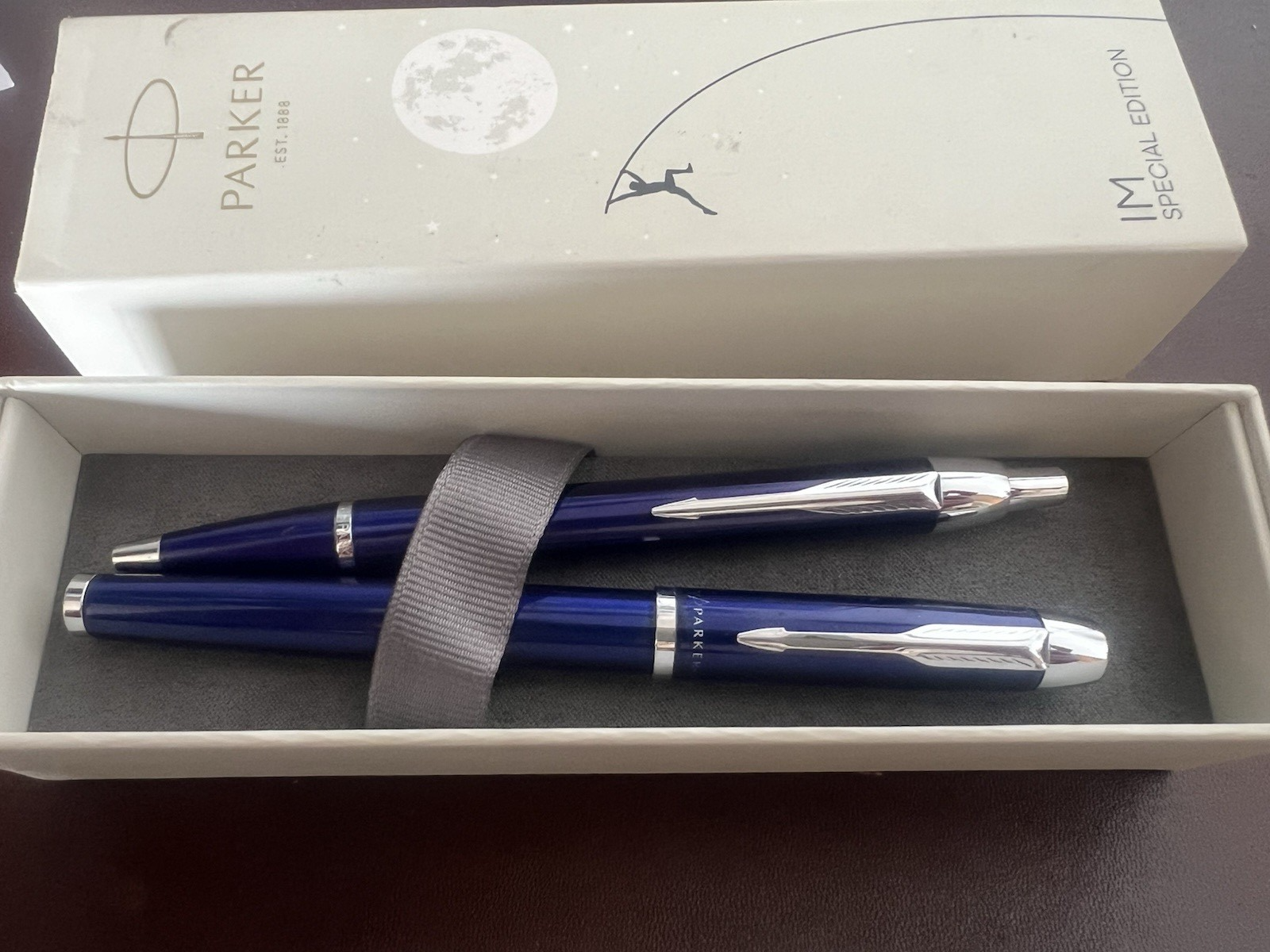 🔴 PARKER IM fountain pen and ballpoint pen COBALT BLUE write with case 