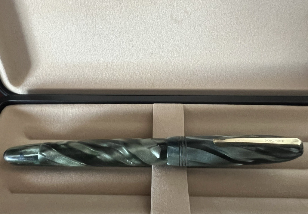 🔴 ASTURA penna stilografica verde celluloide pennino ORO 14 kt scrive vintage