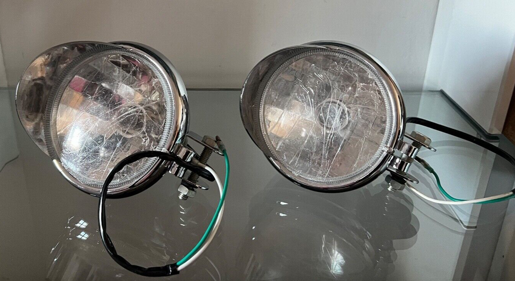 Phares Moto Custom Plastique Chrome mit Ampulle und Fils für die Montage 