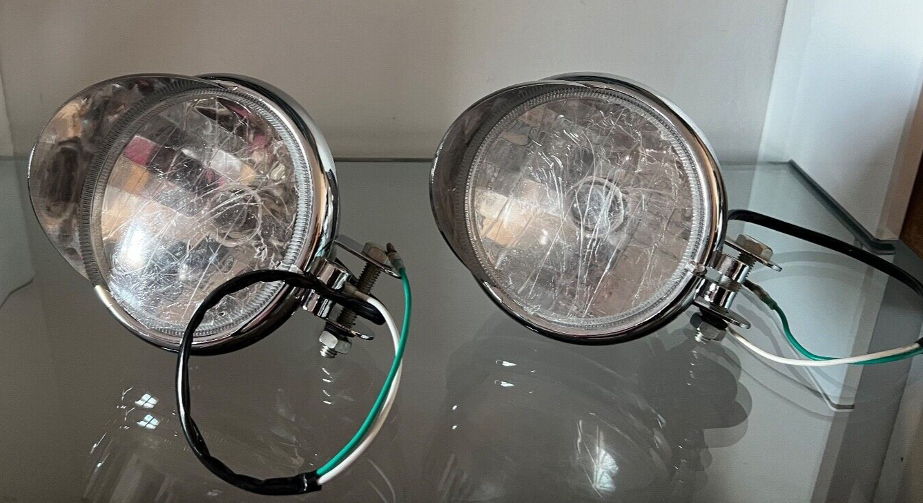 Phares Moto Custom Plastique Chrome mit Ampulle und Fils für die Montage 