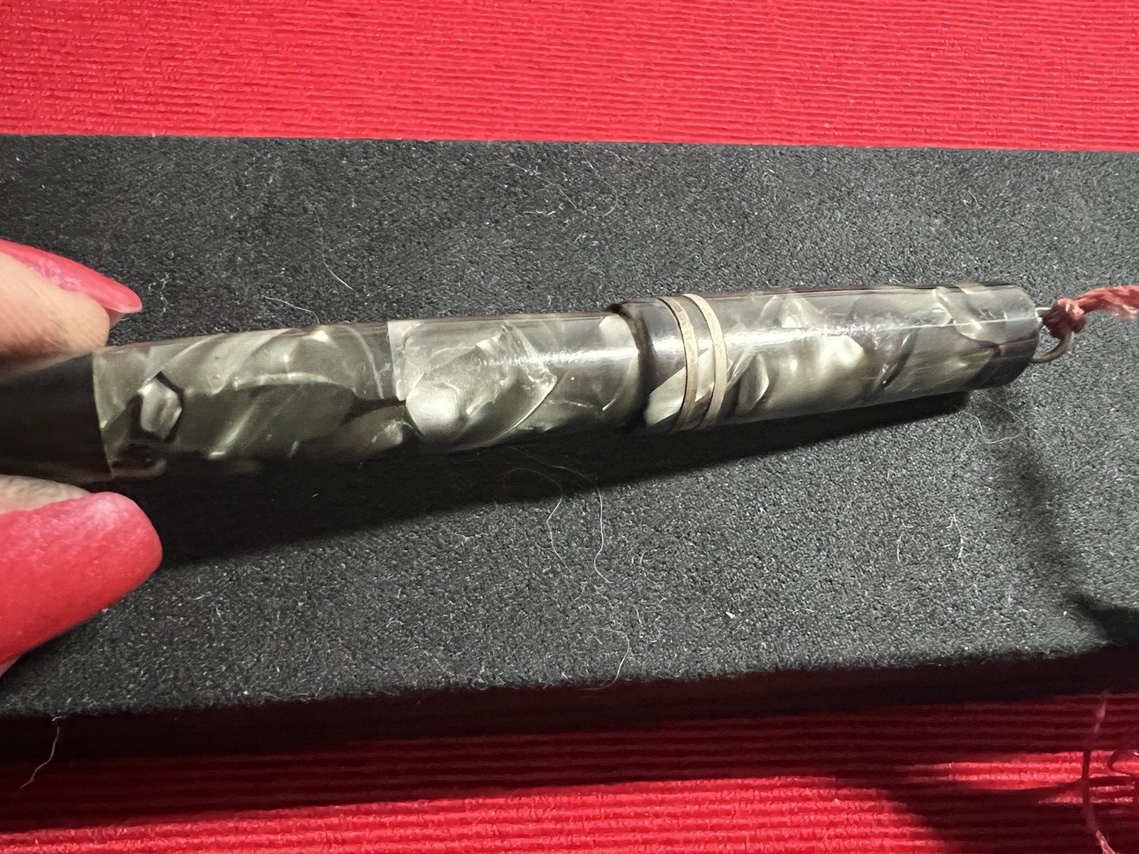 🔴 PALLADIANA fountain pen, grey marbled celluloid, vintage WRITES 
