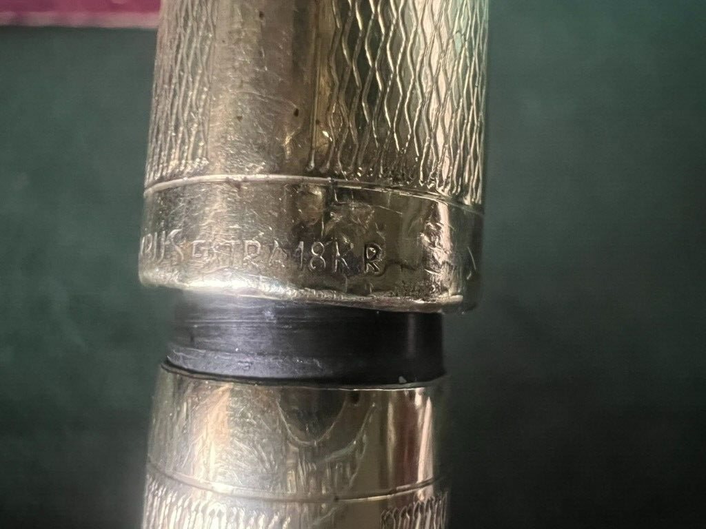 🔴 COLUMBUS Extra penna stilografica placcata ORO 18 kt a leva scrive vintage