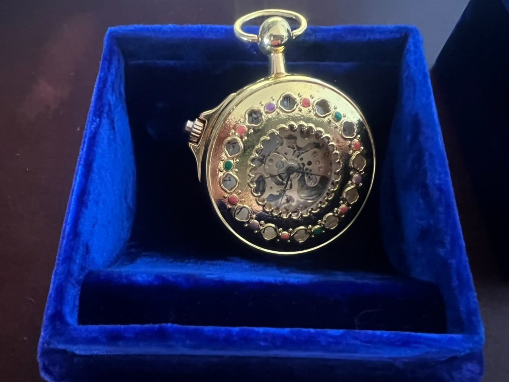 Boîte Montre Poche Housse Coffret Trousse Velours Bleu Vintage