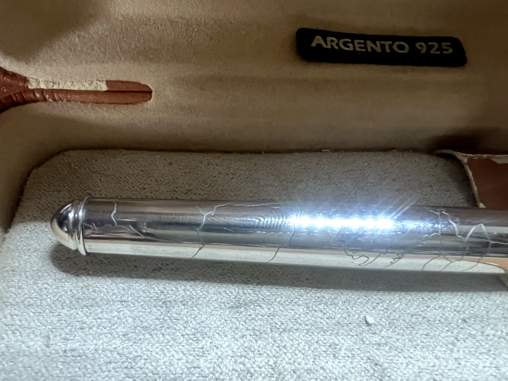 Alviero Martini Stylo-Plume Sphère Roller Argent 925 Première Classe Écrit Cas 