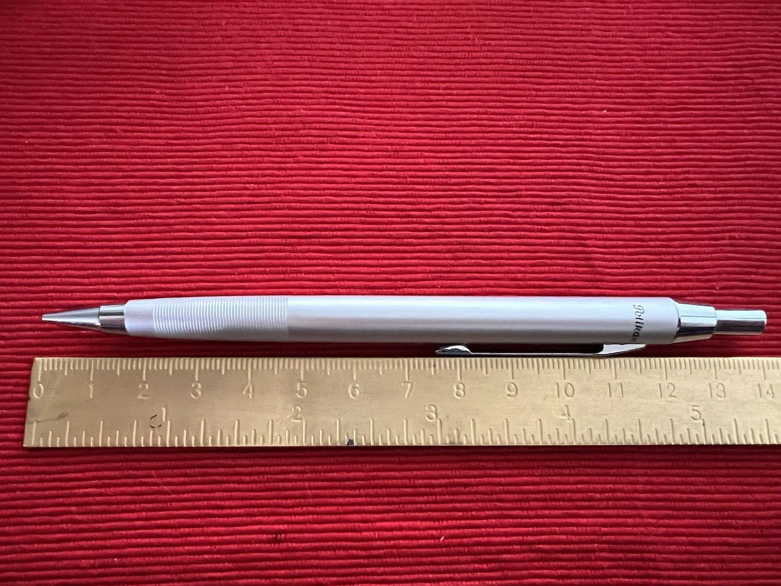 🔴 PELIKAN mechanical pencil satin chrome plated METAL lead 0.5 writes 