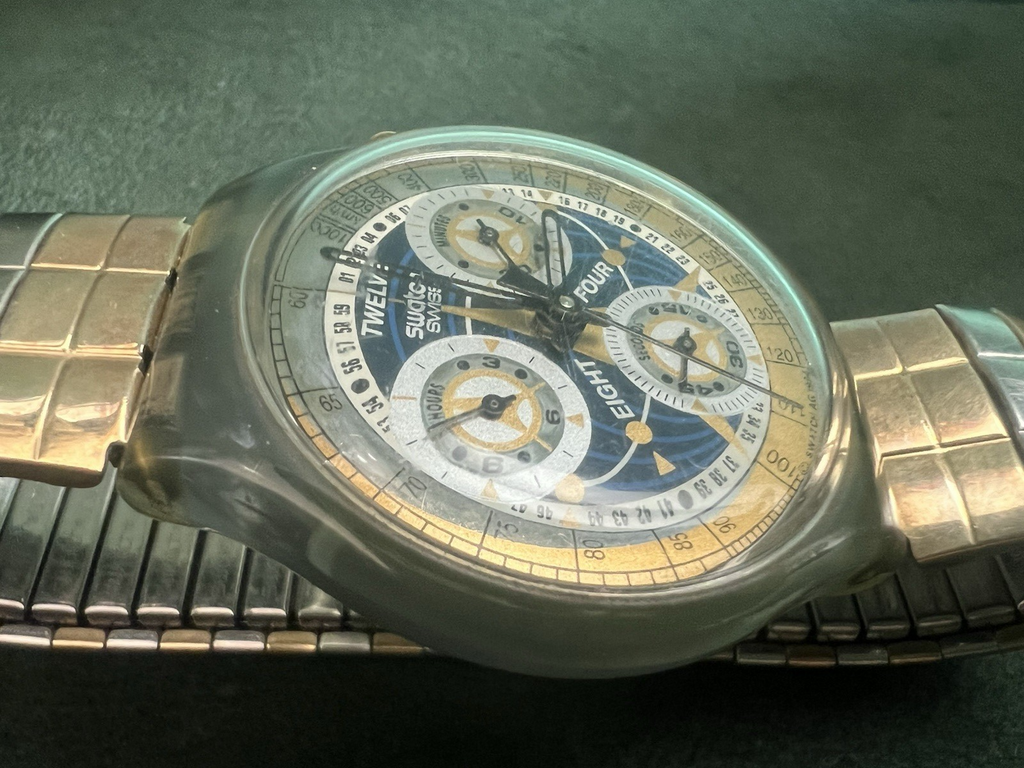 🔴 SWATCH orologio polso chrono LA REINE prochaine quarzo cinturino a molla