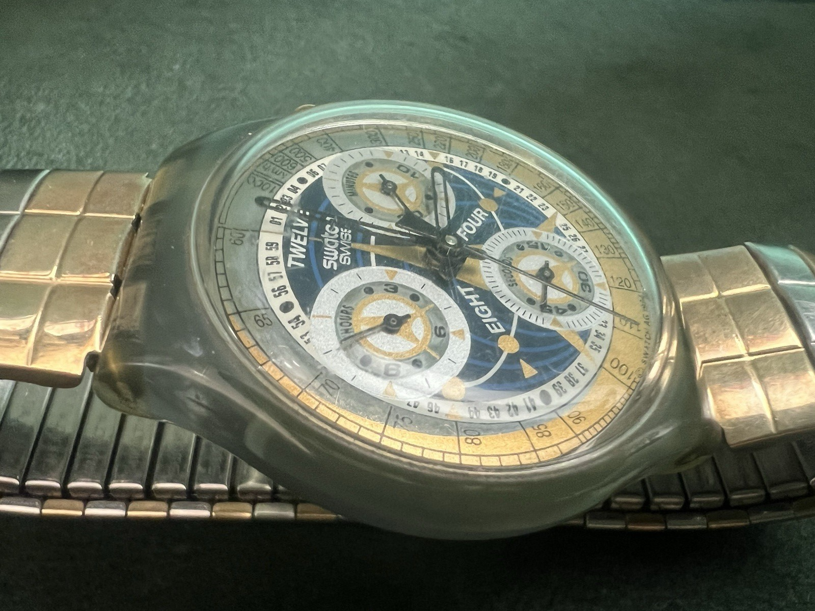 🔴 SWATCH orologio polso chrono LA REINE prochaine quarzo cinturino a molla