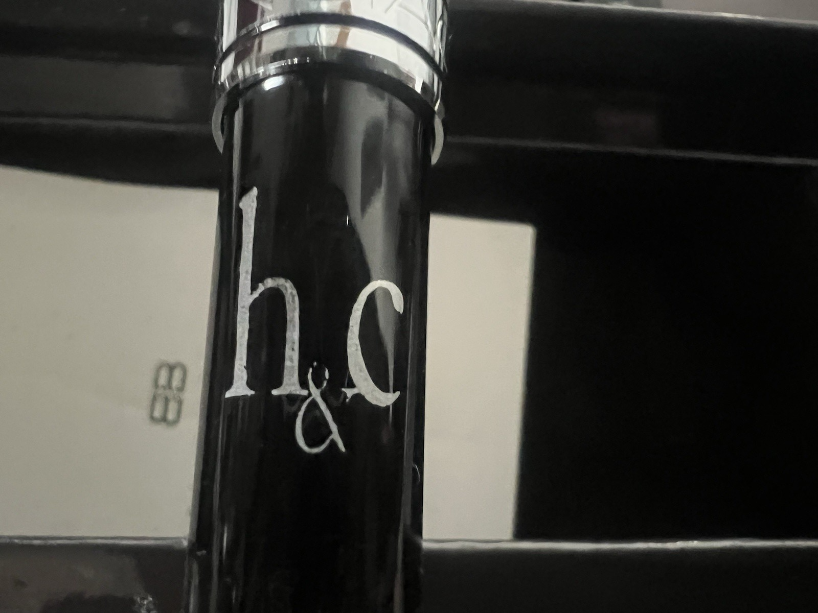 🔴 BALENCIAGA penna sfera lacca nera profili cromati H&C con scatola