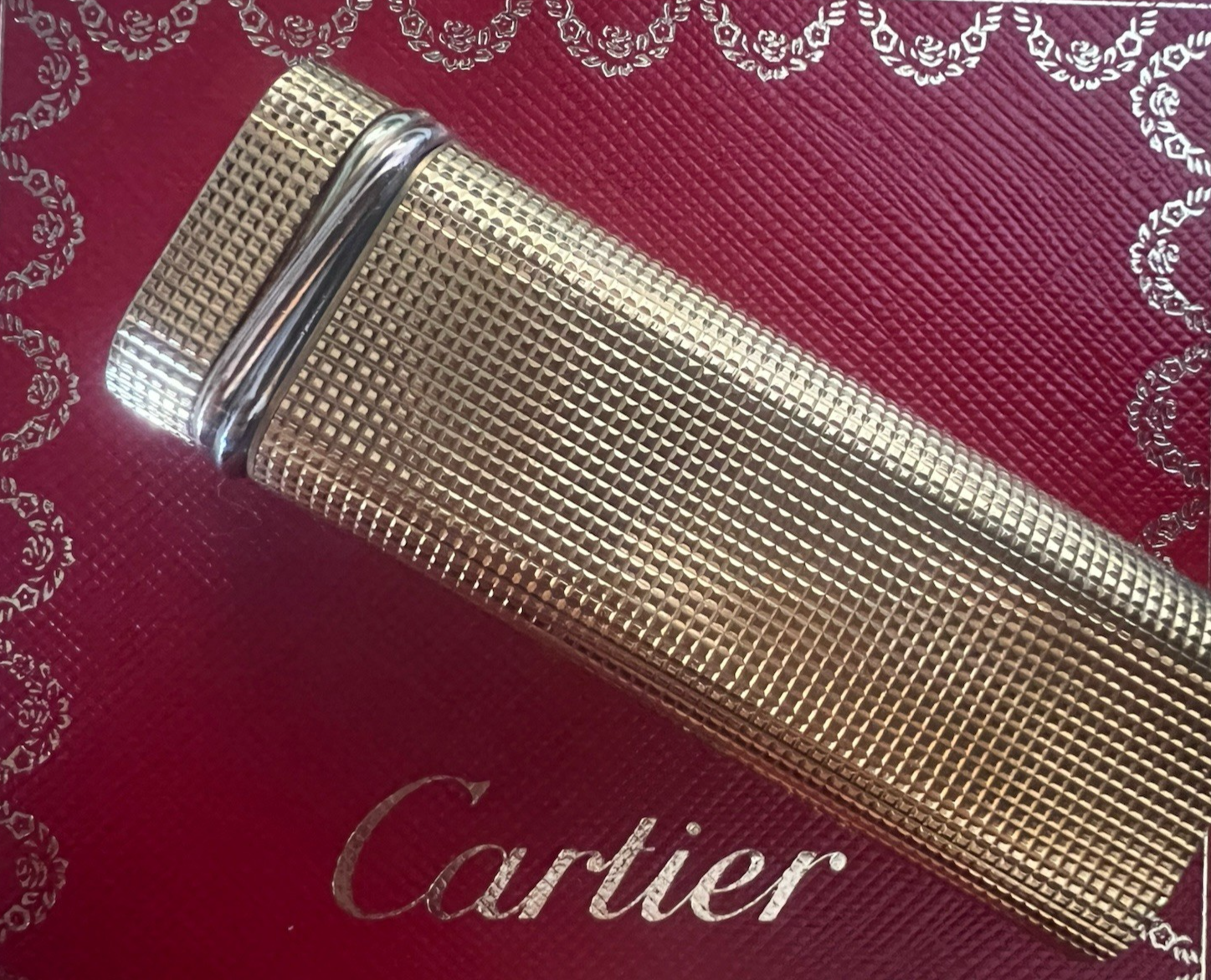 Cartier Briquet Trinity Guilloché Plaqué Fonctionne Avec Trousse Instructions
