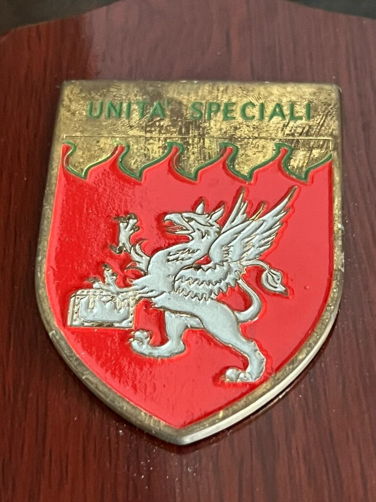 🔴 Crest GODOF UNITA' SPECIALI scudo legno lucidato con metallo smalti h 15