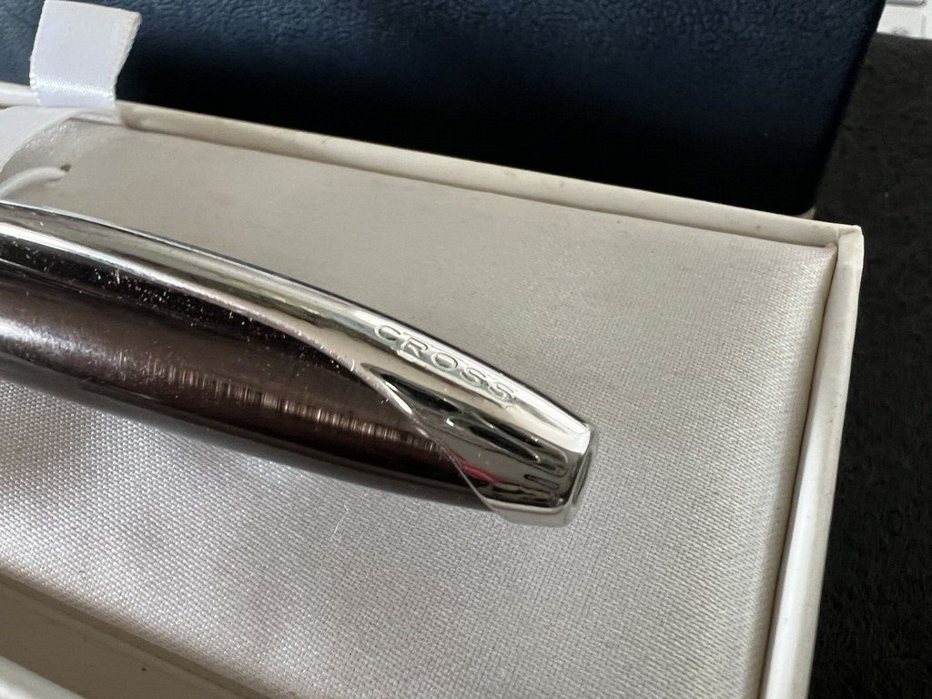 🔴 CROSS penna sfera lacca millerighe marrone e cromata aereodinamica scrive E