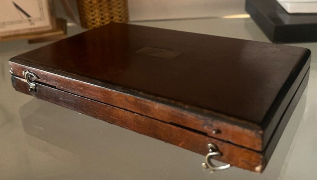 🔴 COMPASSO disegno tecnico OTTONE cerchio scatola legno naturale VINTAGE