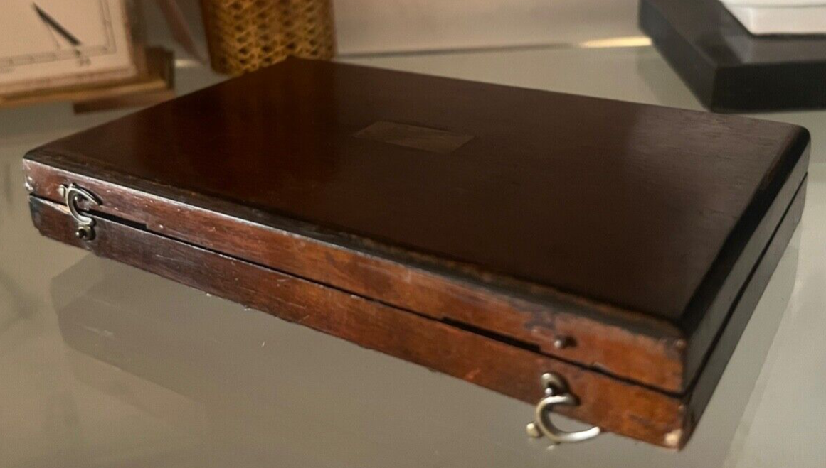 🔴 COMPASSO disegno tecnico OTTONE cerchio scatola legno naturale VINTAGE