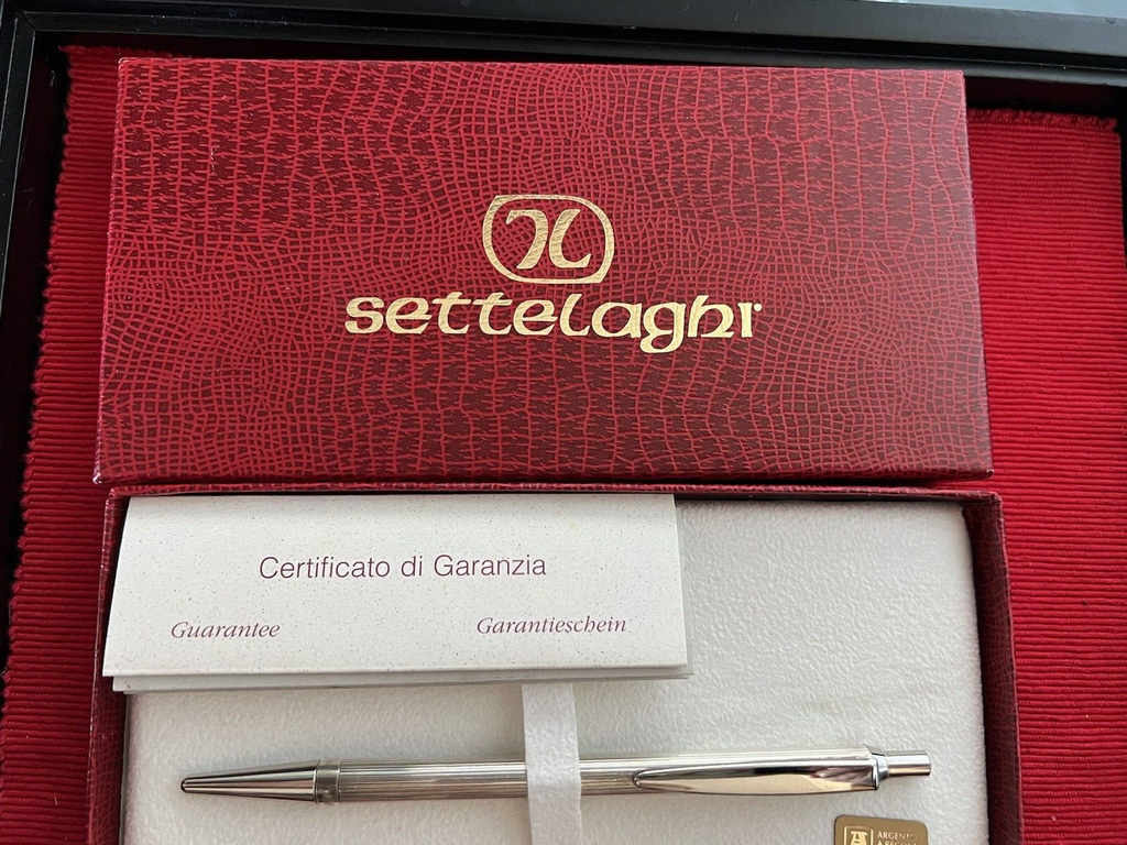 🔴 SETTELAGHI penna sfera ARGENTO 925 MASSICCIO righe con certificato garanzia 2